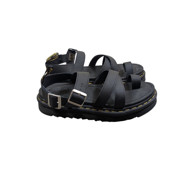 Dr. Martens Black Avry Hydro Leather Strap Sandals Size 10 - Picture 2 of 5